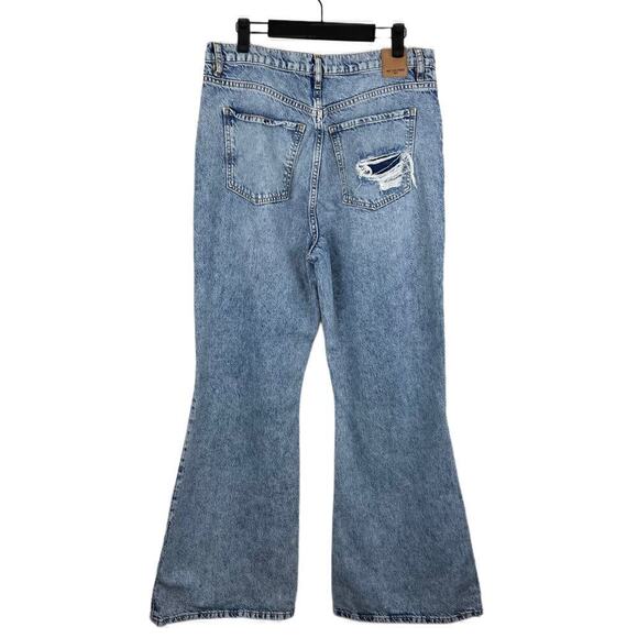 Free People Flare Jeans Size 31 New Dawn in Victoria Blue Distressed Revolve - Picture 3 of 9